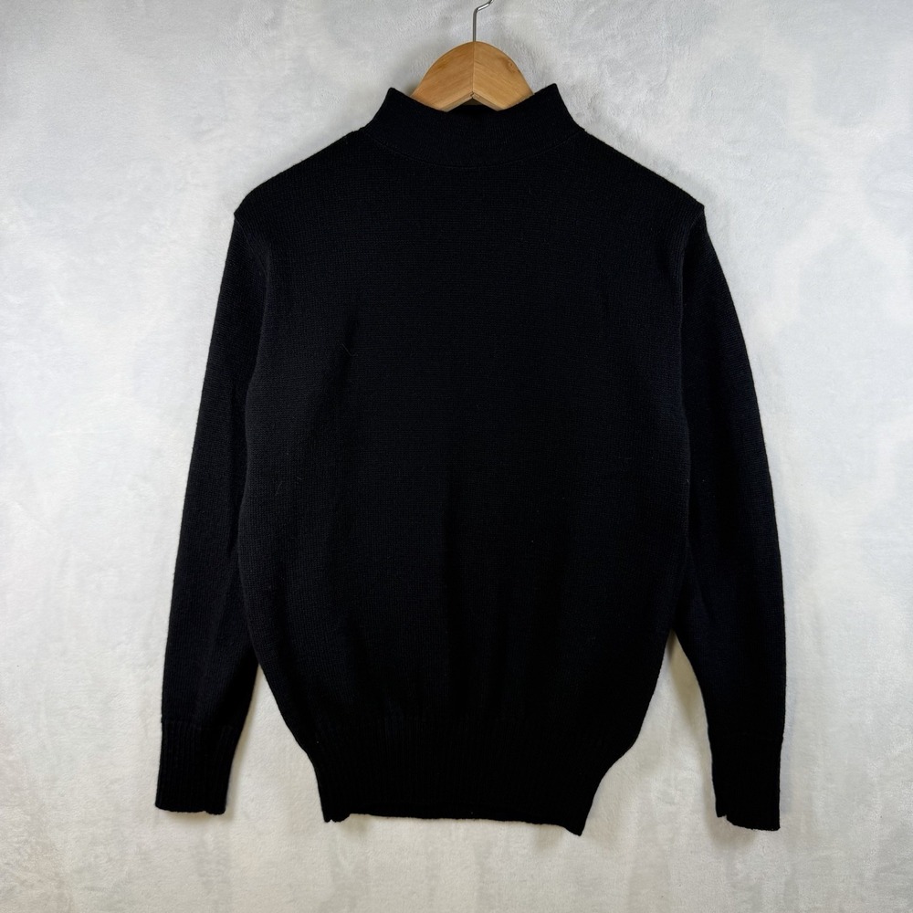 Vintage US Military Wool Mock Neck Sweater Mens Medium Navy Blue Gob Mechanic